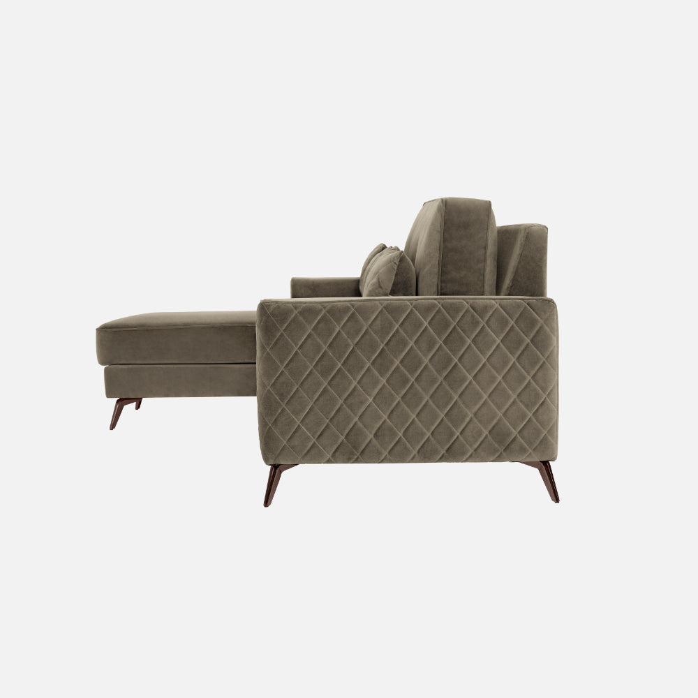 Eden Quartz Brown Fabric 2 Seater Sofa With Lounger