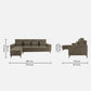 Eden Quartz Brown Fabric 3 Seater Sofa With Lounger