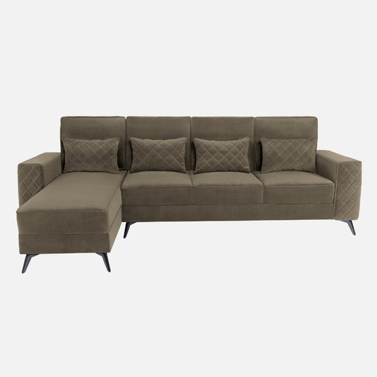 Eden Quartz Brown Fabric 3 Seater Sofa With Lounger