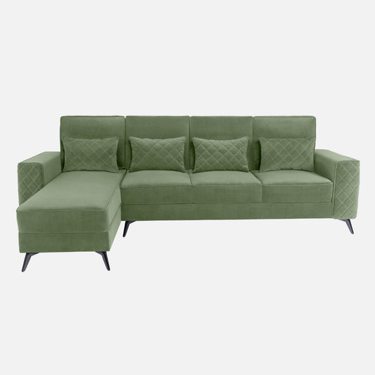 Eden Jade Green Fabric 3 Seater Sofa With Lounger