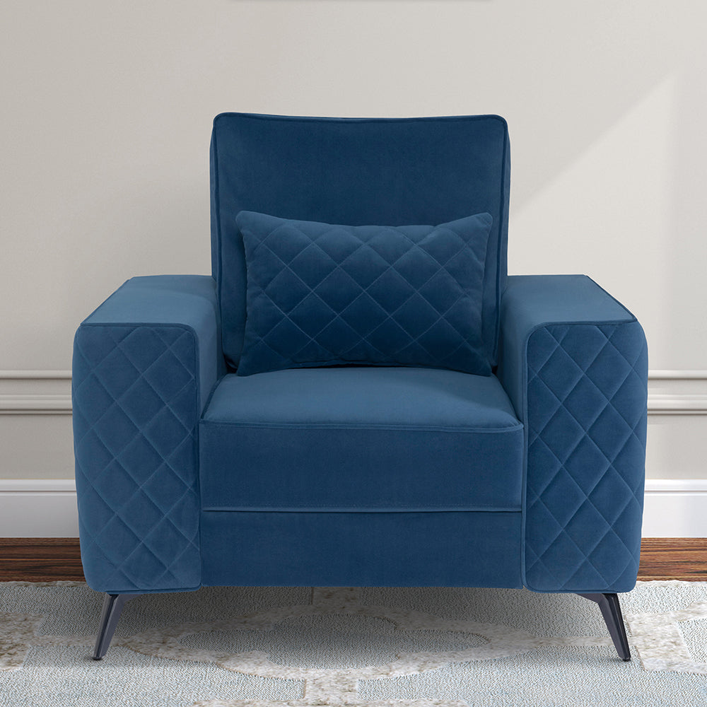 Eden Sapphire Blue Fabric 1 Seater Sofa