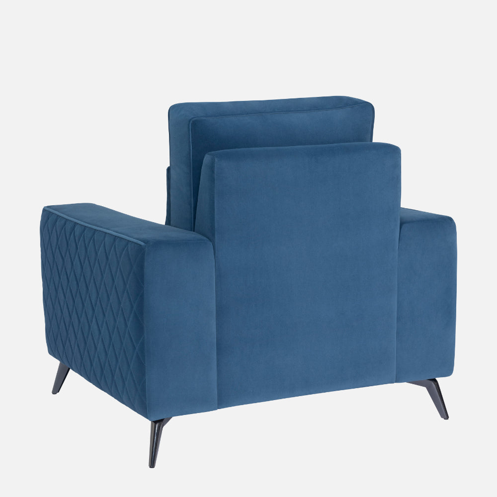 Eden Sapphire Blue Fabric 1 Seater Sofa