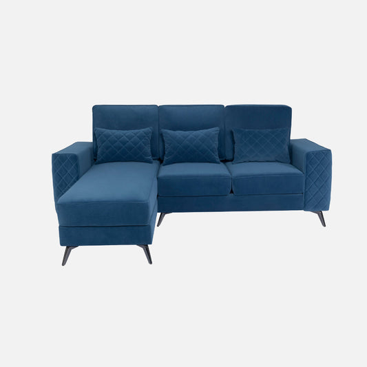 Eden Sapphire Blue Fabric 2 Seater Sofa With Lounger