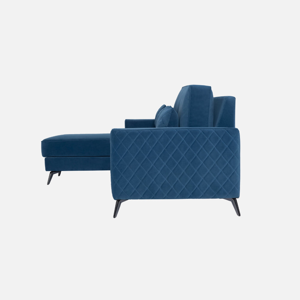 Eden Sapphire Blue Fabric 2 Seater Sofa With Lounger