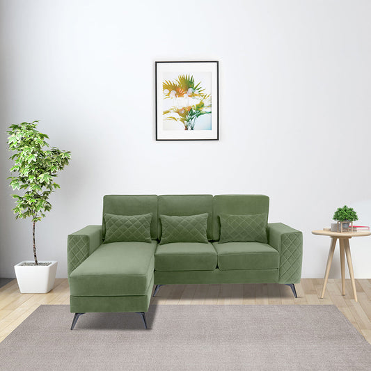 Eden Jade Green Fabric 2 Seater Sofa With Lounger