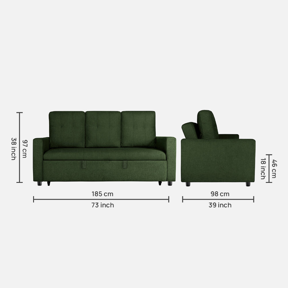 Ease Sap Green Fabric Sofa cum Bed