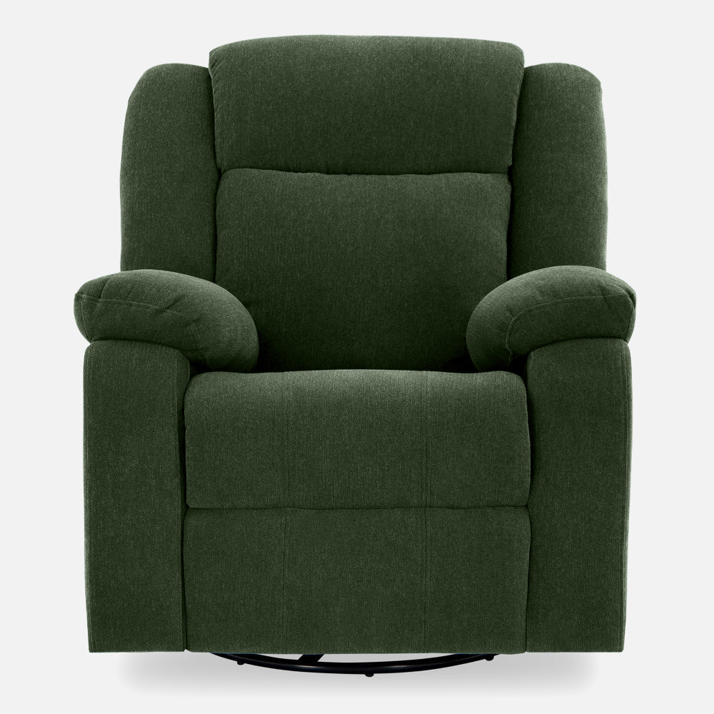 Avalon - Rocking & Rotating Single Seater Fabric Recliner In Green Colour