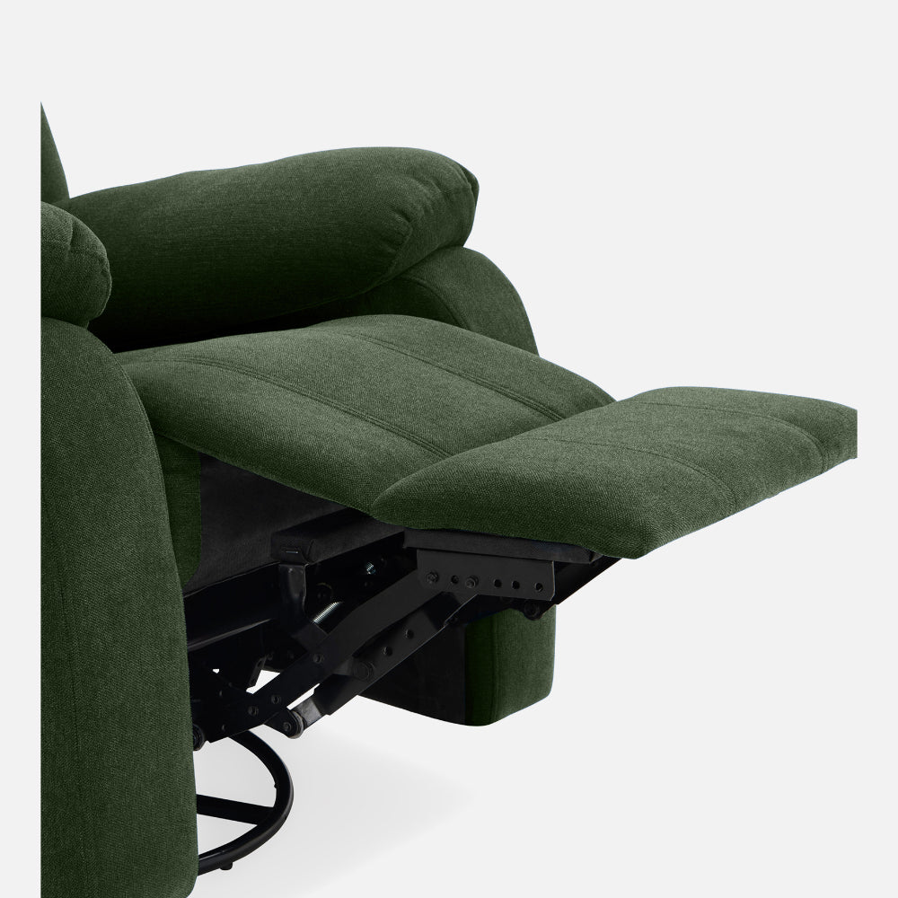 Avalon - Rocking & Rotating Single Seater Fabric Recliner In Green Colour