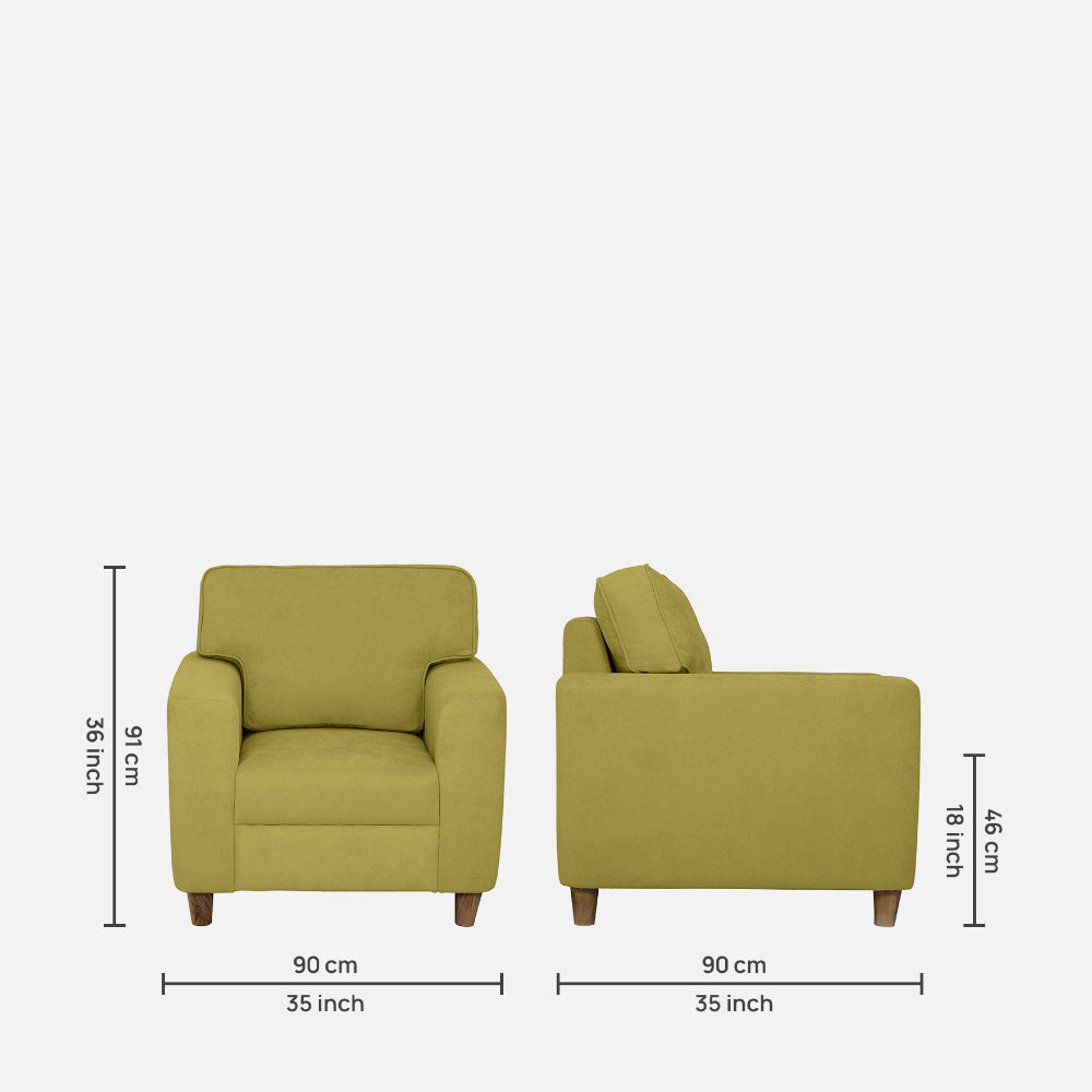 Utopia Green Fabric 1 seater sofa