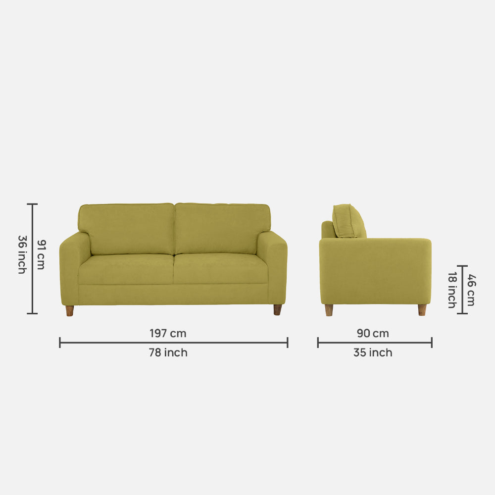 Utopia Green Fabric 3 Seater Sofa