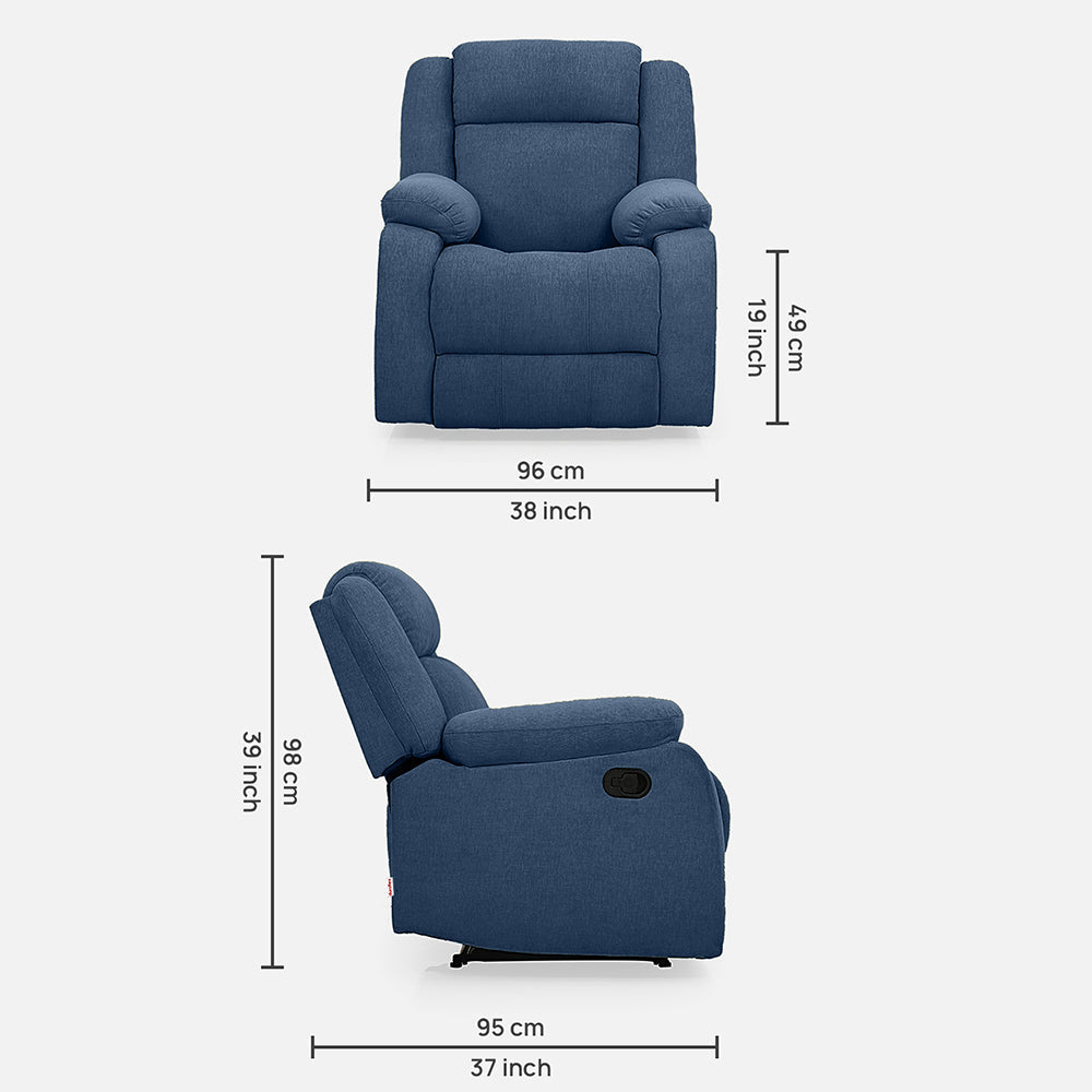 Avalon Blue Fabric Recliner