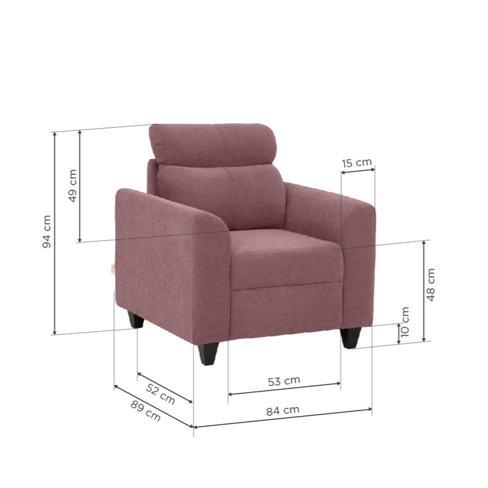 Zivo Plus Dusky Pink Fabric 1 seater Sofa