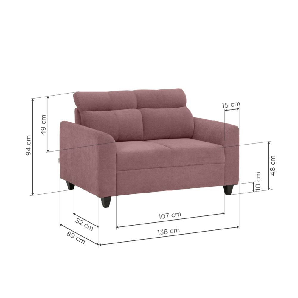 Zivo Plus Dusky Pink Fabric 2 Seater Sofa