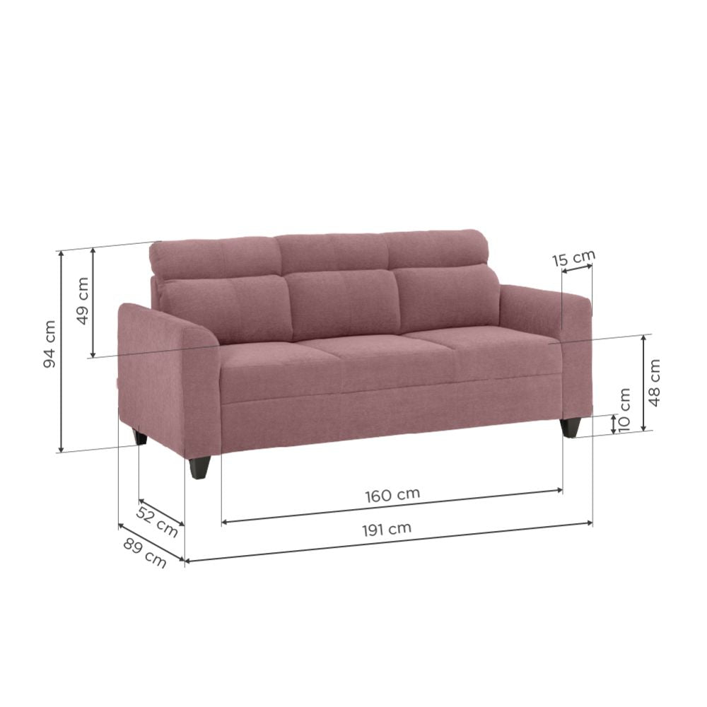 Zivo Plus Dusky Pink Fabric Sofa Set 3 Seater Sofa