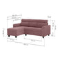 Zivo Plus Dusky Pink Fabric 2 Seater Sofa with Lounger