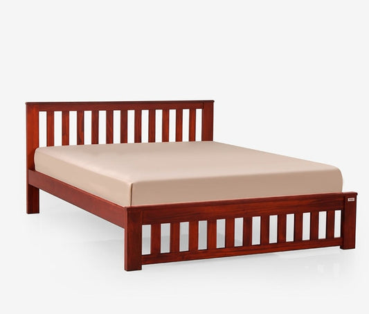 Mellow Mahogany Wood Bed without Storage