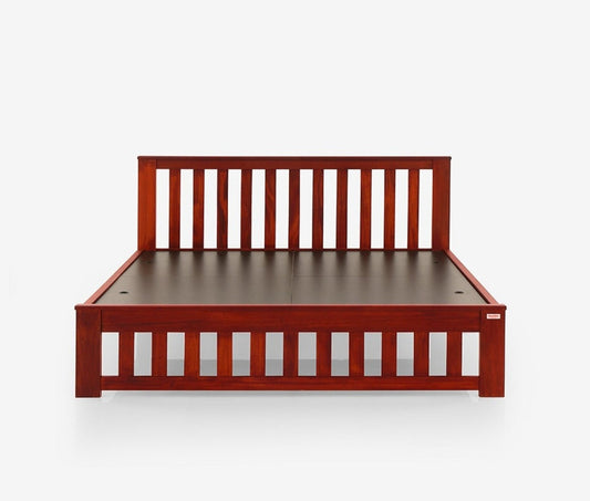 Mellow Mahogany Wood Bed without Storage