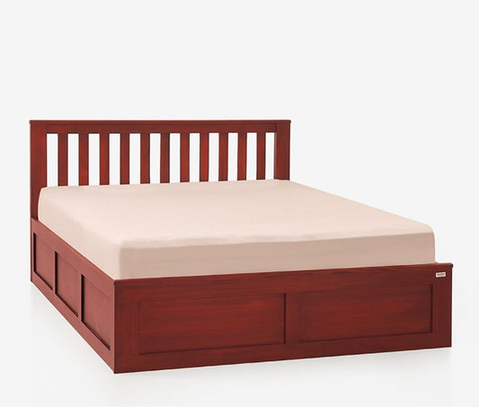 Mellow Mahogany Wood Bed with Storage