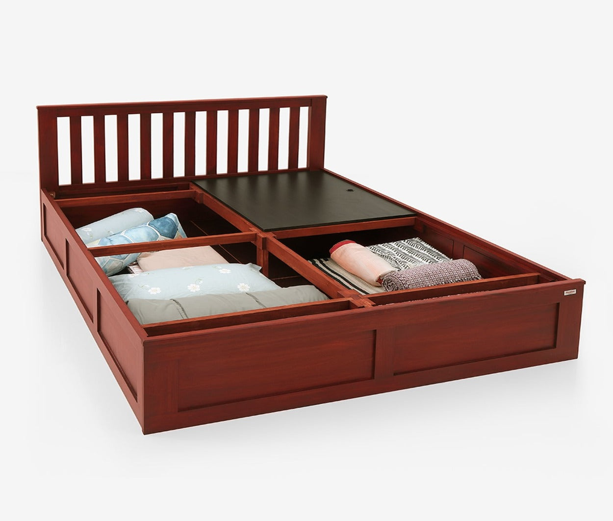 Mellow Mahogany Wood Bed with Storage