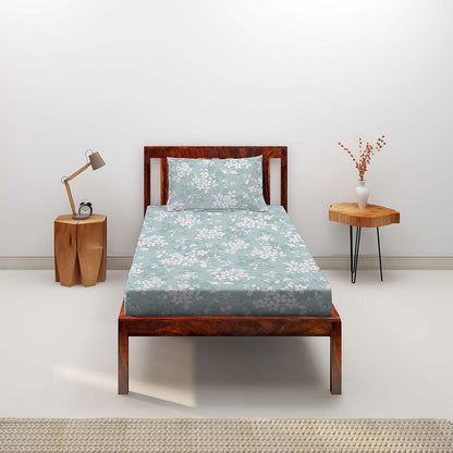 Divine Blue 100% Cotton Antibacterial Bedsheet Set - Elements Classic