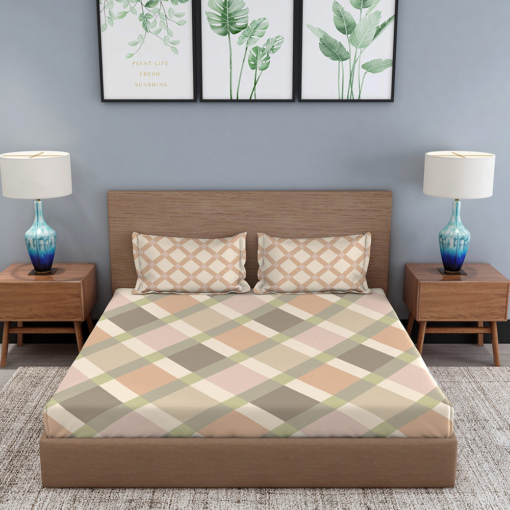 Sqarium Brown 100% Cotton Antibacterial Bedsheet Set - Elements Classic