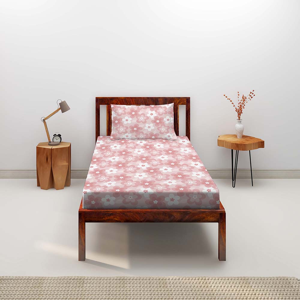 Ditsy Florals Pink 100% Cotton Antibacterial Bedsheet Set - Elements Classic