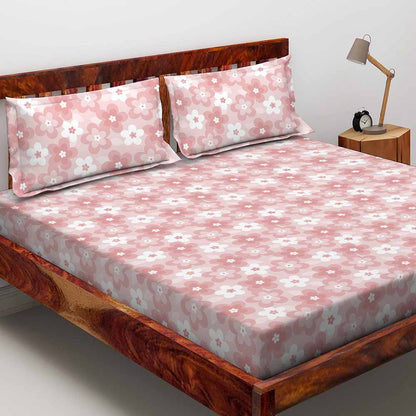 Ditsy Florals Pink 100% Cotton Antibacterial Bedsheet Set - Elements Classic