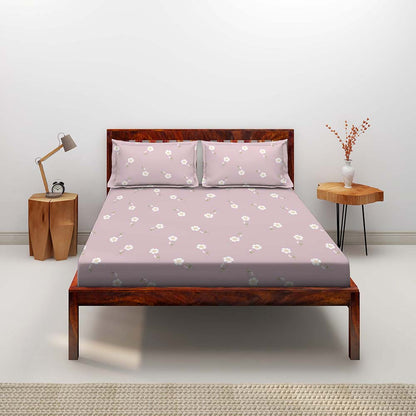Voila Mauve 100% Cotton Antibacterial Bedsheet Set - Elements Classic