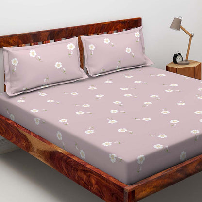 Voila Mauve 100% Cotton Antibacterial Bedsheet Set - Elements Classic