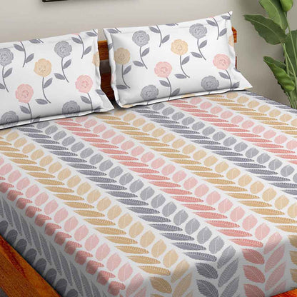 Gracia Pink 100% Cotton Antibacterial Bedsheet Set - Splendour Classic