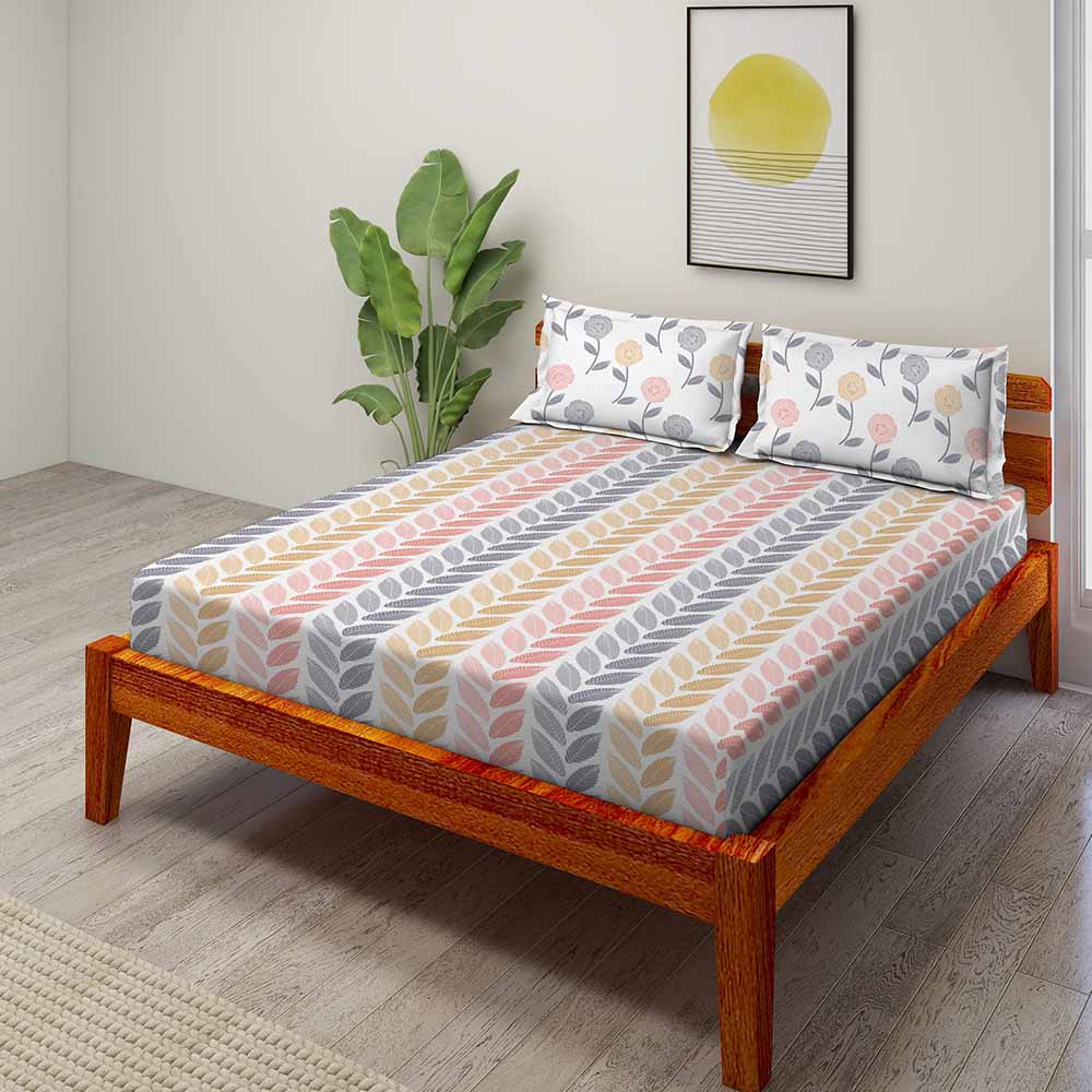 Gracia Pink 100% Cotton Antibacterial Bedsheet Set - Splendour Classic