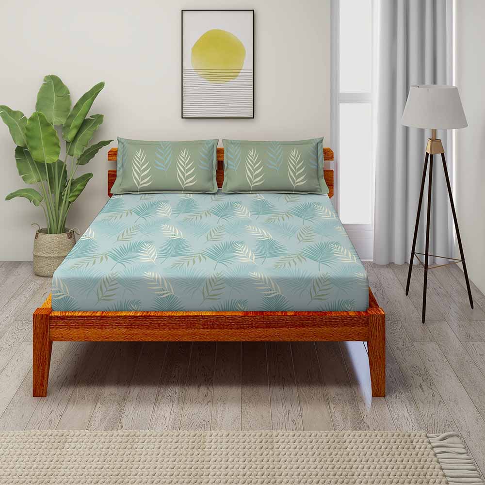 Tropical Blue 100% Cotton Antibacterial Bedsheet Set - Splendour Classic