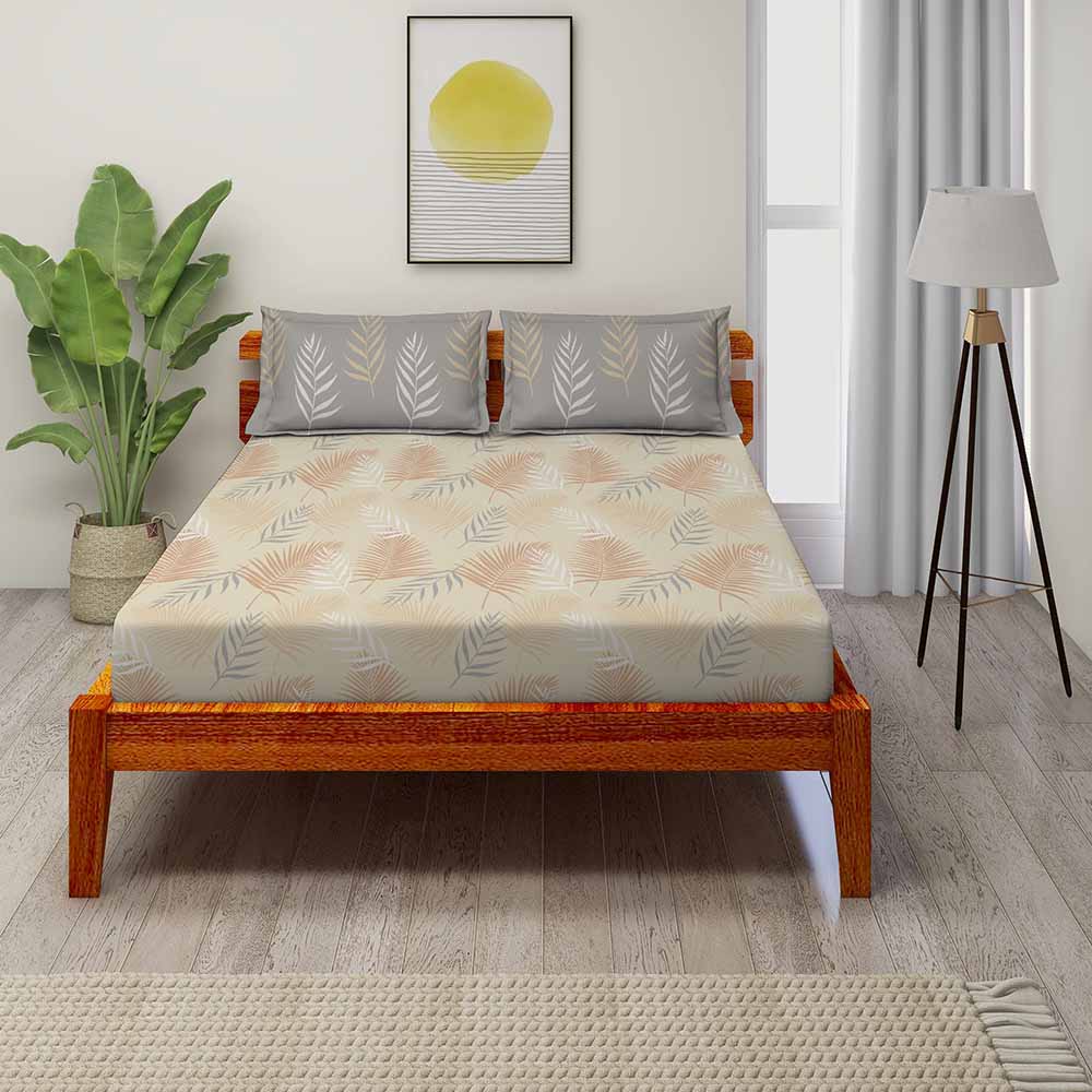 Tropical Brown 100% Cotton Antibacterial Bedsheet Set - Splendour Classic