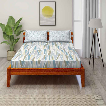 Allure Blue 100% Cotton Antibacterial Bedsheet Set - Splendour Classic