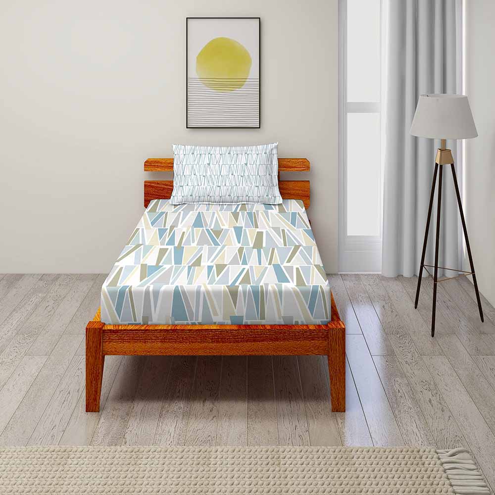 Allure Blue 100% Cotton Antibacterial Bedsheet Set - Splendour Classic
