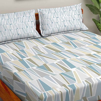 Allure Blue 100% Cotton Antibacterial Bedsheet Set - Splendour Classic
