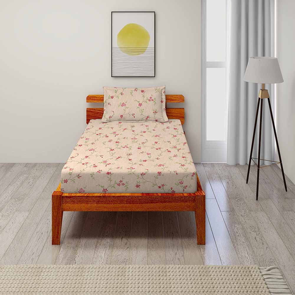 Chintz Pink 100% Cotton Super Soft Antibacterial Bedsheet Set - Splendour Prime