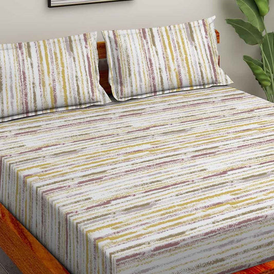Artsy Purple 100% Cotton Super Soft Antibacterial Bedsheet Set - Splendour Prime