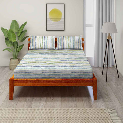 Artsy Blue 100% Cotton Super Soft Antibacterial Bedsheet Set - Splendour Prime