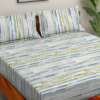 Artsy Blue 100% Cotton Super Soft Antibacterial Bedsheet Set - Splendour Prime