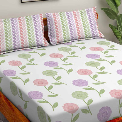 Serene Mauve 100% Cotton Super Soft Antibacterial Bedsheet Set - Splendour Prime