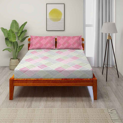Interlace Pink 100% Cotton Super Soft Antibacterial Bedsheet Set - Splendour Prime
