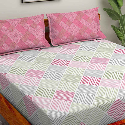 Interlace Pink 100% Cotton Super Soft Antibacterial Bedsheet Set - Splendour Prime