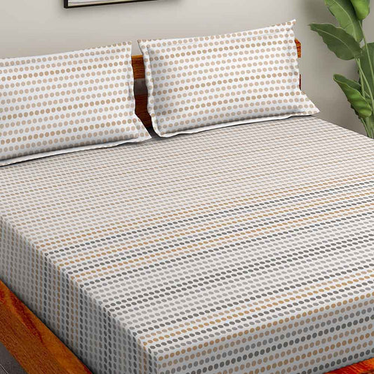 Polka Brown 100% Cotton Super Soft Antibacterial Bedsheet Set - Splendour Prime