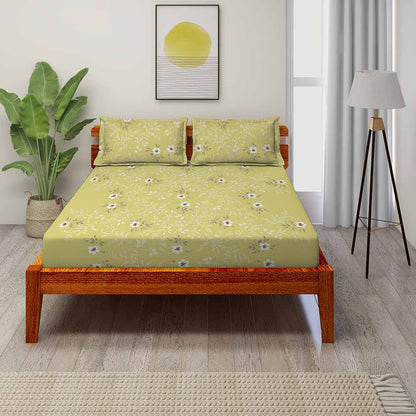 Velvet Morning Ochre 100% Cotton Super Soft Antibacterial Bedsheet Set - Splendour Prime