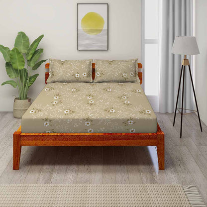 Velvet Morning Brown 100% Cotton Super Soft Antibacterial Bedsheet Set - Splendour Prime