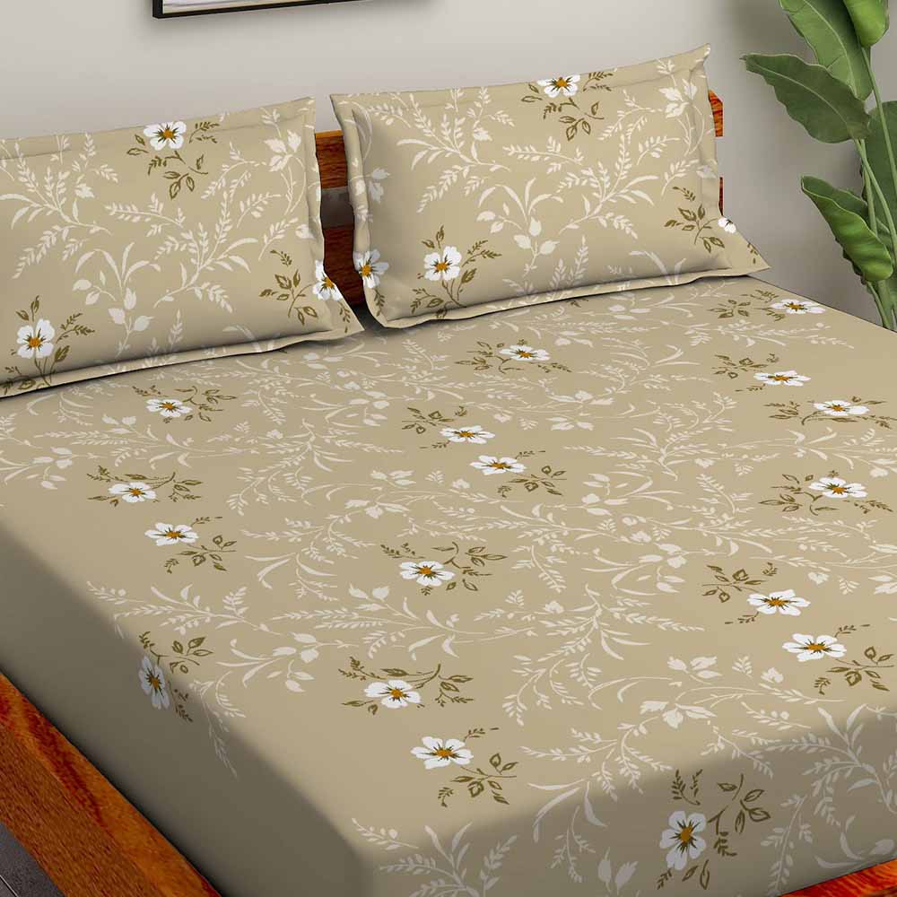 Velvet Morning Brown 100% Cotton Super Soft Antibacterial Bedsheet Set - Splendour Prime