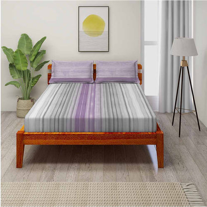 Brush Strokes Violet 100% Cotton Super Soft Antibacterial Bedsheet Set - Splendour Prime