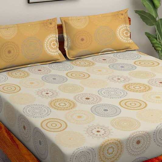 Medallion Camel 100% Cotton Super Soft Antibacterial Bedsheet Set - Splendour Prime