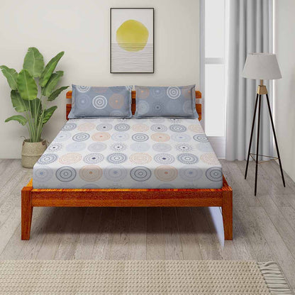 Medallion Blue 100% Cotton Super Soft Antibacterial Bedsheet Set - Splendour Prime